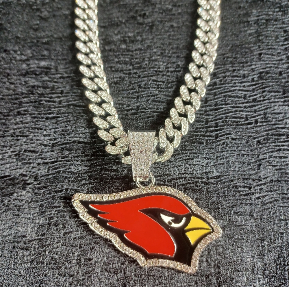 NFL Arizona Cardinals 20 Inch Necklace Pendant Cuban Chain Link Football Jewelry